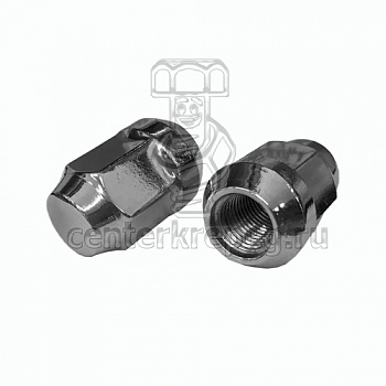 Гайка М12*1,25 (27, ключ 19, конус, закрытая, хром. )(уп. 5 шт) фото в магазине