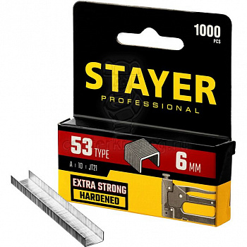 Скобы д/меб степ тип 53 6мм тонкие 1000 шт STAYER 3159-06 фото в магазине