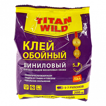 Клей обойный Винил 200 гр Titan Wild (пакет) TW-V-200 фото в магазине