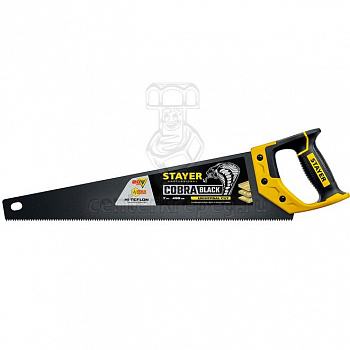 Ножовка п/дереву 450мм 7TPI 2D зуб универс. (пила) тефлон. покр. STAYER COBRA BLACK 2-15081-45_z01 фото в магазине