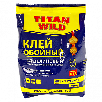 Клей обойный Флизелин. 200 гр Titan Wild (пакет) TW-F-200 фото в магазине