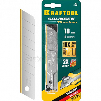 Лезвия 18мм сменные 15 сегмент., 5шт. с нитридом титана KRAFTOOL 09605-TIN-18-S5_z02 фото в магазине