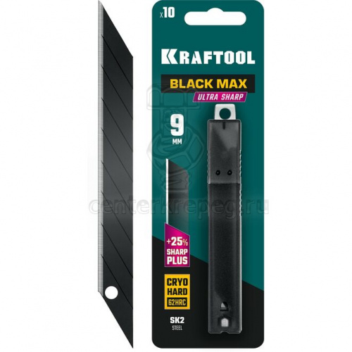 Лезвия 9мм сменое сегментр вороненые 10шт KRAFTOOL 09602-09-S10 фото в магазине