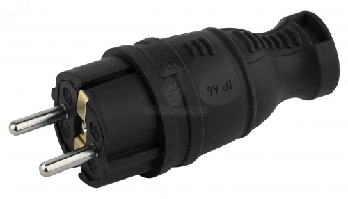Вилка 2Р+Е кабельная прямая 16A IP44 каучук черная V8-B-IP44 ЭРА Б0044540  V8-B--черн-ЭРА фото в магазине