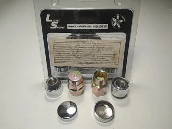 К-т гаек секрет. М12*1,25 (23, конус, хром., вращ.гол., открыт.) (к-т 4 шт+2 ключа) фото в магазине