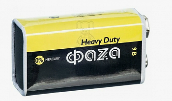 Батарейка 6F22 Heavy Duty Shrink-1 (6F22-ФАЗА)*** фото в магазине
