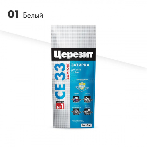 Затирка №01 СЕ 33 Белая 2 кг фольга "CERESIT" 2092228 (48585) фото в магазине