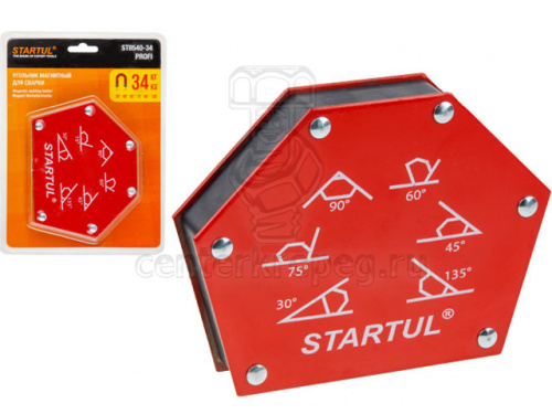 Уголок магнитный д/сварки 75 LBS (до 34 кг) S5 30°\45°\60°\75°\90°\135° STARTUL PROFI ST8540-34 фото в магазине