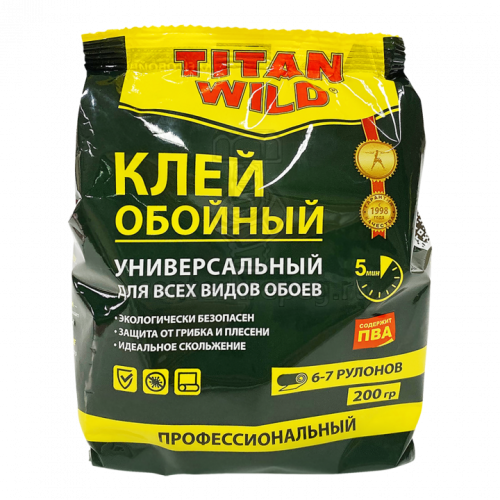 Клей обойный Универс. 200 гр Titan Wild (пакет) TW-U-200 фото в магазине