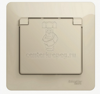 Розетка с/пх1 с/з со шт. с крышкой IP20  бежевый Glossa Schneider Electric GSL000246 (10000012488) фото в магазине
