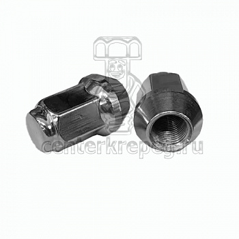 Гайка М12*1,25 (35, ключ 17, конус, закрытая, хром.)(уп. 5 шт) фото в магазине